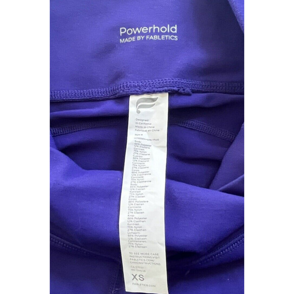 Fabletics Define PowerHold High Rise 7/8 Leggings Purple Side Stripe UPF Size XS - Picture 10 of 11